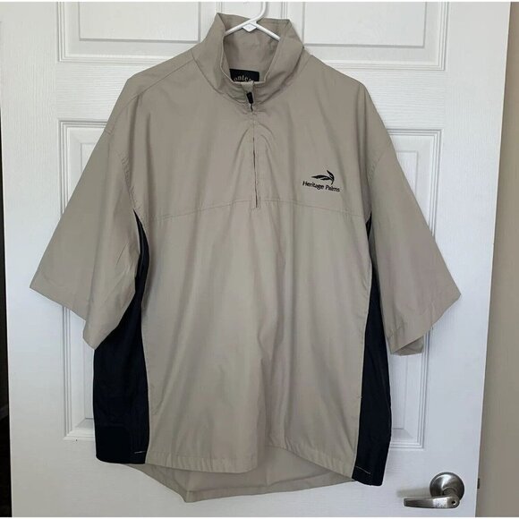 Monterey Club Men’s XL Khaki Heritage Palms Logo Zip Golf Windbreaker New - Picture 1 of 15